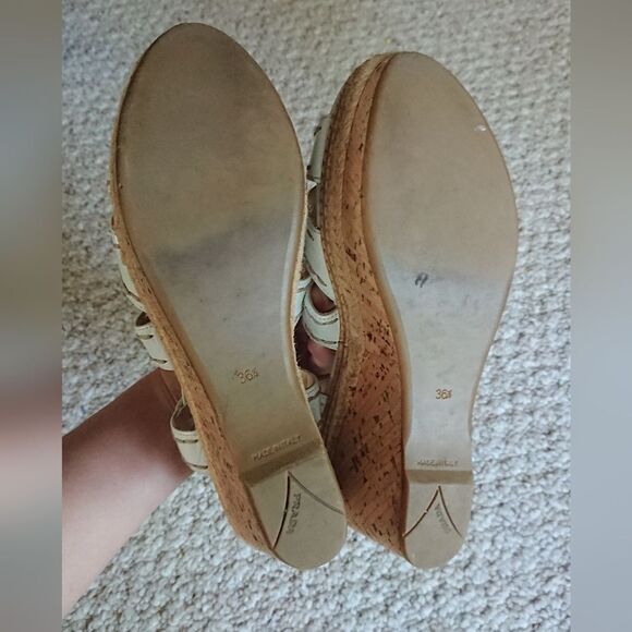 Prada White leather criss cross Wedges Sandals size 36.5 - Picture 15 of 16